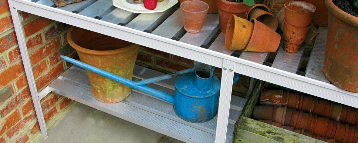 Hartley Botanic Greenhouse Slatted Staging With a Parcel Shelf